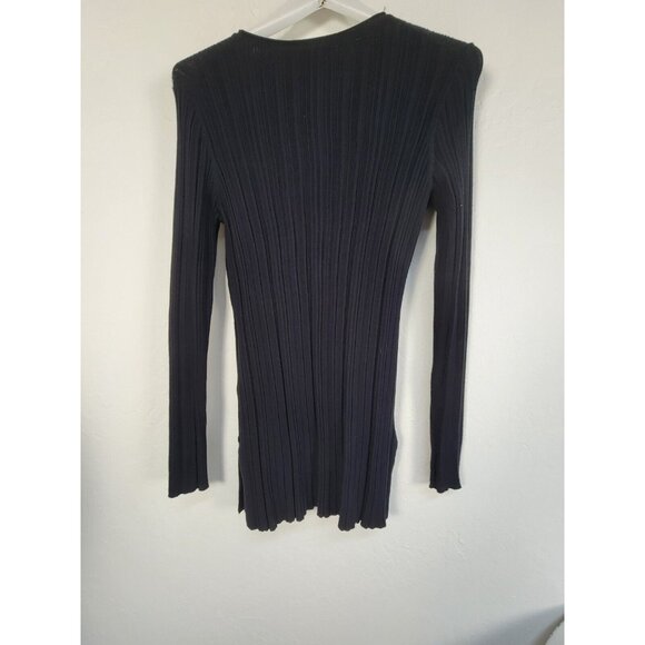 Carlisle Collection Women's Regalis Ribbed Crew Neck Top Black Size Medium NEW - Picture 2 of 10